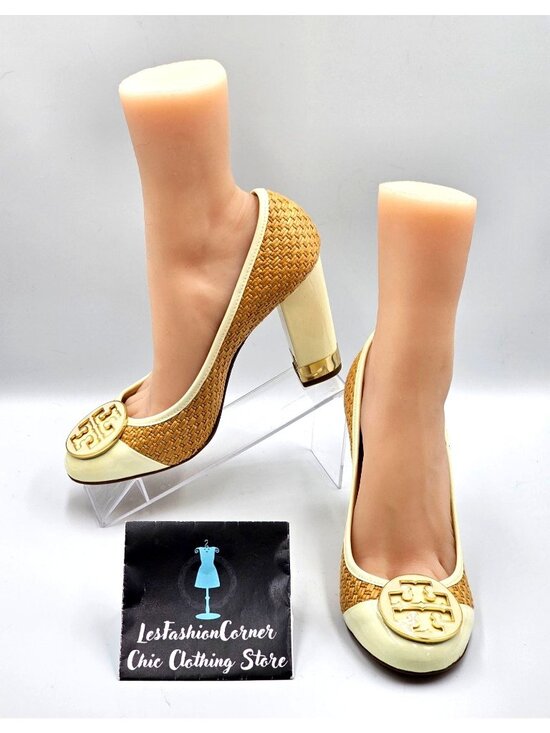 Tory Burch Shoes - Tory Burch Women's Beige/Cream Woven Reva Maddie Raffia Straw Shoes Sz9 2345